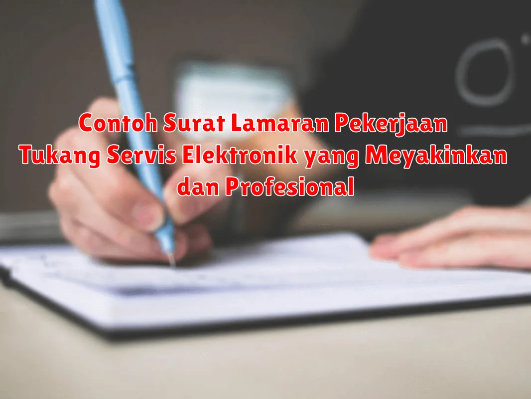 Contoh Surat Lamaran Pekerjaan Tukang Servis Elektronik yang Meyakinkan dan Profesional