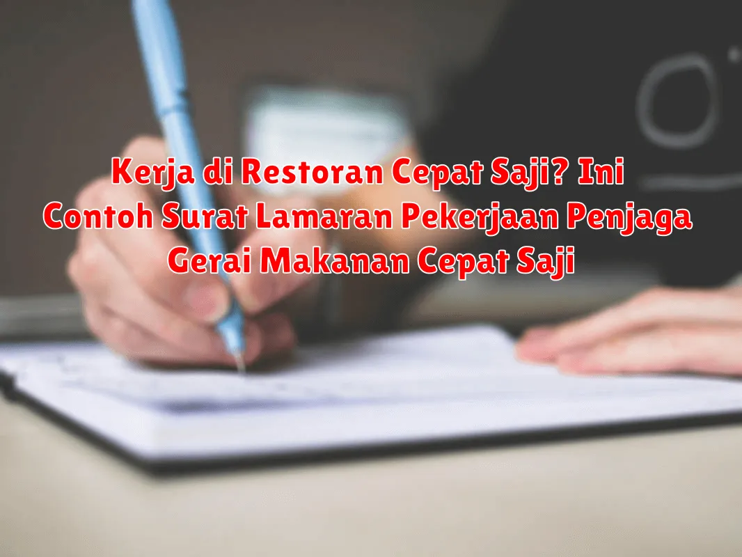 Kerja di Restoran Cepat Saji? Ini Contoh Surat Lamaran Pekerjaan Penjaga Gerai Makanan Cepat Saji